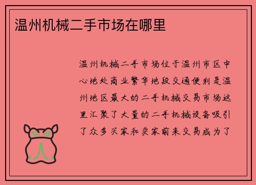 温州机械二手市场在哪里
